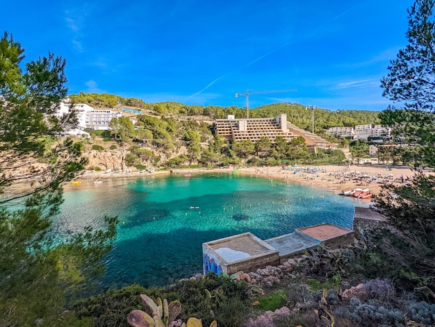 beach of Port Sant Miquel on the north shore of Ibiza island in Spain