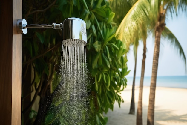 사진 해변 레인 샤워기는 물을 절약하고 욕실을 깨끗하게 유지하며 위생을 촉진하고 천연 에너지를 사용합니다.