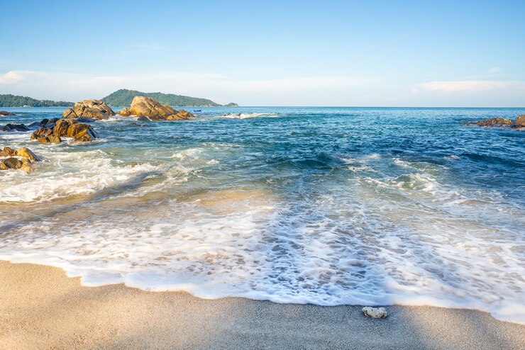 Beach sand and blue sea