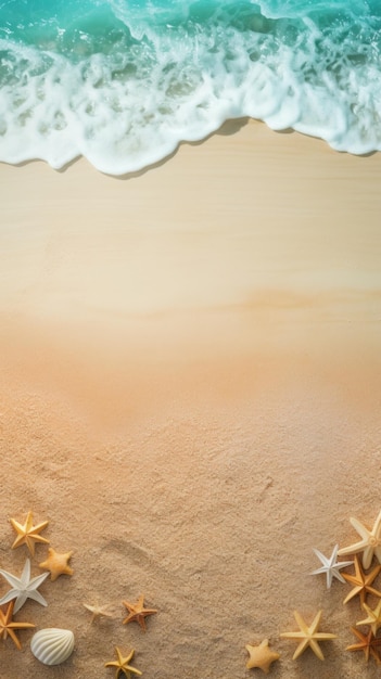 Foto sabbia da spiaggia e sfondo in legno d'oliva con spazio di copia per il testo concettuale delle vacanze estive a destra