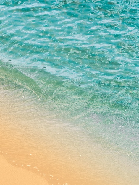 Beach sand sea water summer background.