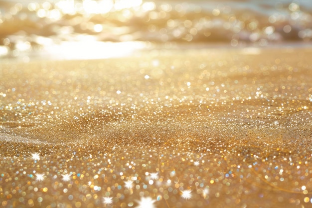 Текстура пляжного песка, блестящего под солнечным светом.