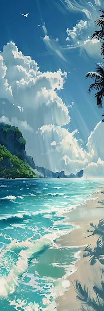 浜辺の景色との木