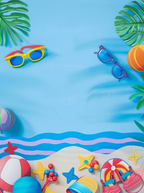 a beach scene with a beach scene with a beach scene and beach goggles