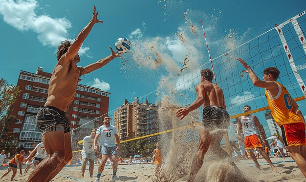 Photo a beach scene with a man wearing a number 6 shirt