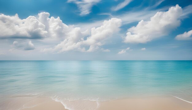 a beach scene with the ocean and clouds in the sky