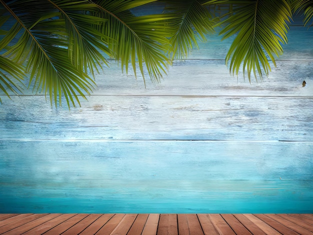 Photo a beach scene with palm trees and the sky in the background