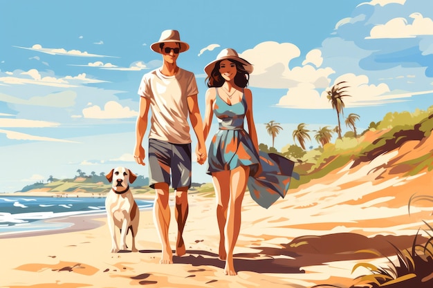 Beach scene with summer outfits