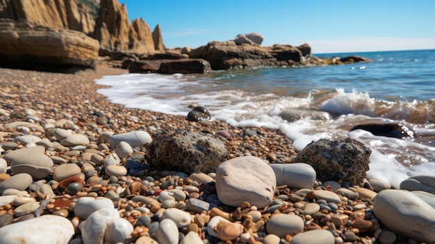 Beach scenery colorful pebbles photoUHD wallpaper