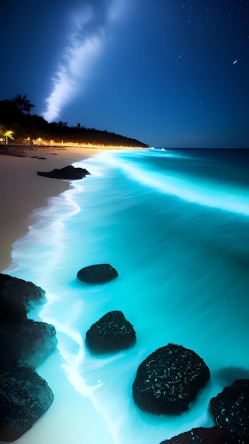 해변 풍경 밤 해안선 풍경