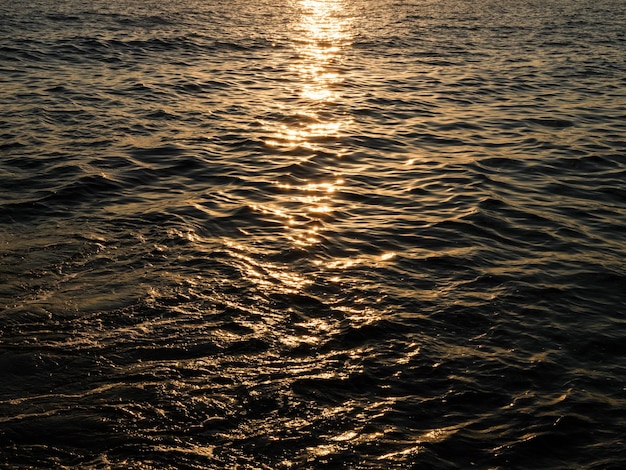 Beach and sea waves at sunset