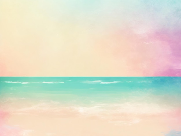 Photo beach and sea with pastel gradient watercolor beach watercolor background