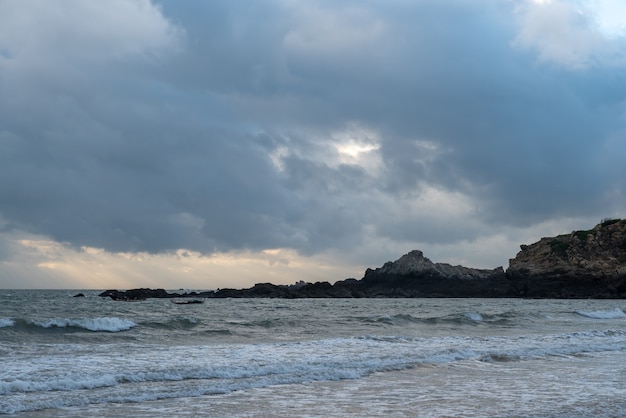 Beach and sky in slow door photography