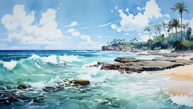 Beach Skyview in Paint Watercolor