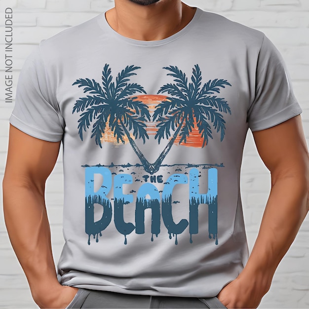 Beach summer vector tshirt design with palm tree