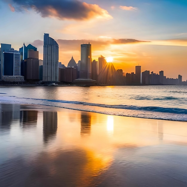 Beach at sunset photo