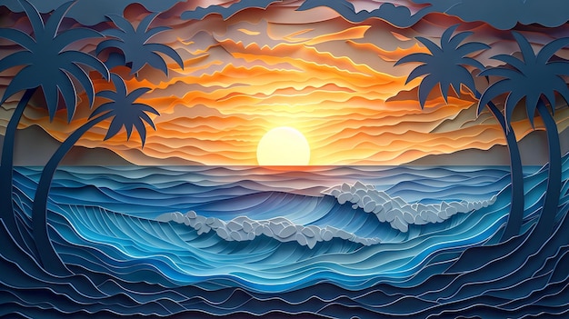 Beach Sunset Scene Serene Vacation Vibe