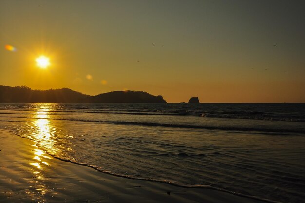 The beach at sunset