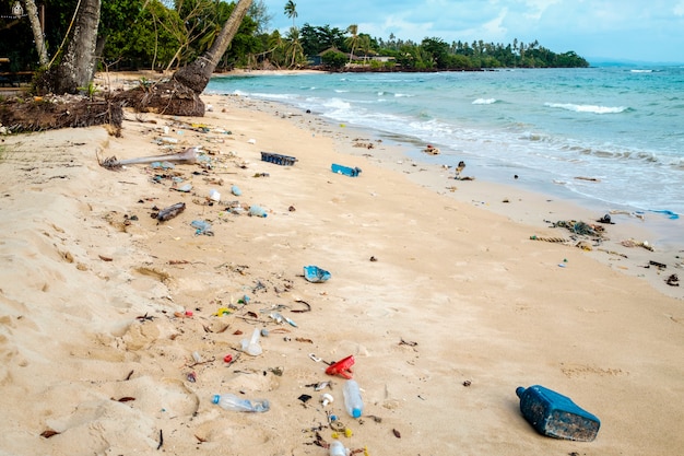 深刻なプラスチック汚染により台無しにされたタイのビーチ