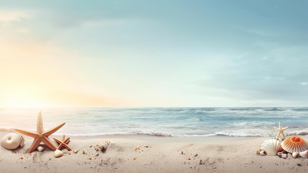 Пляжный тематический фон с пустым местом для копирования вашего сообщения
