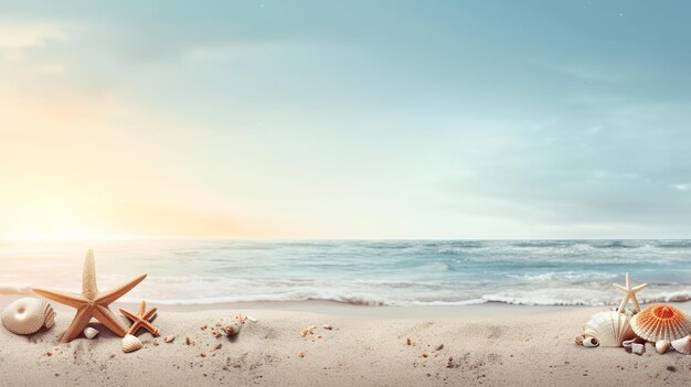 Beach Themed Background with Empty Copy Space for Your Message