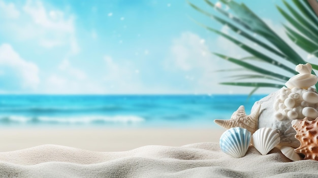 Beach Themed Background with Empty Copy Space for Your Message