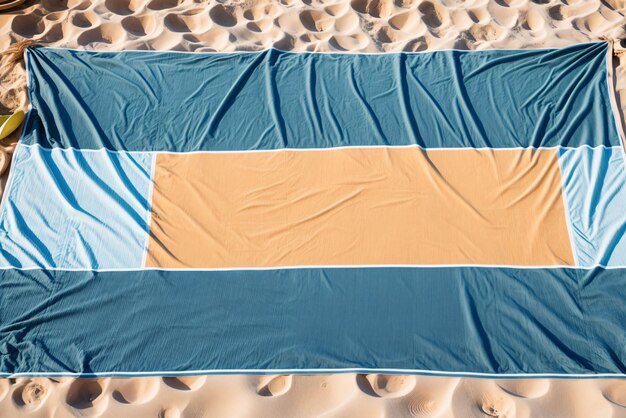 A beach towel laid out ready for a day of sunbathing