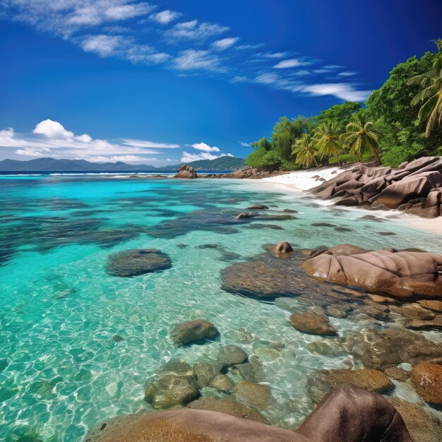 Beach tropical in Sri Lanka with palm sunny day Generative ai