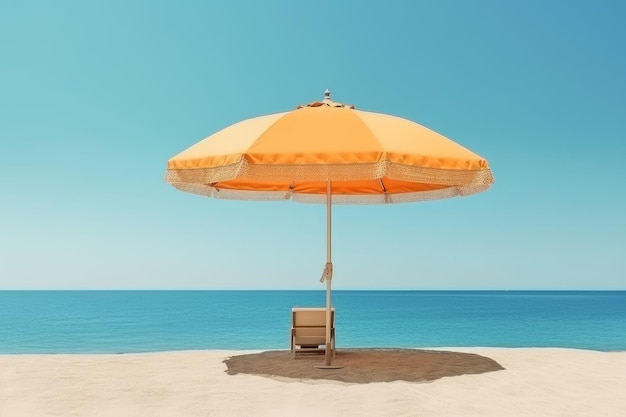 Beach umbrella sunny background Generate Ai