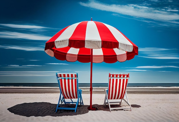 Photo beach umbrella with chairs and sand