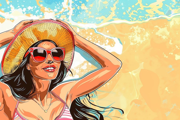 beach vibes concept beautiful woman on the beach
