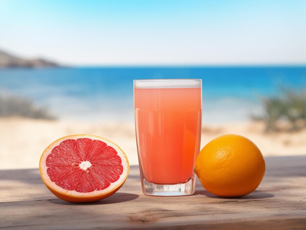 Foto le vibrazioni della spiaggia e il succo di pompelmo la combinazione perfetta generazione ai