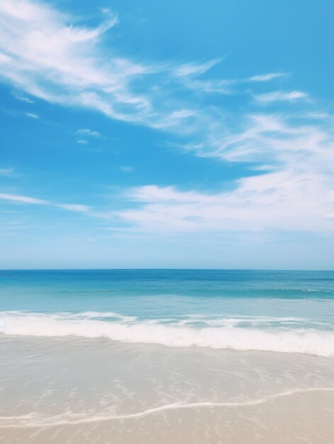 Photo the beach view on a blue sky day