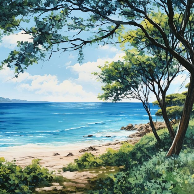 beach view illustration background