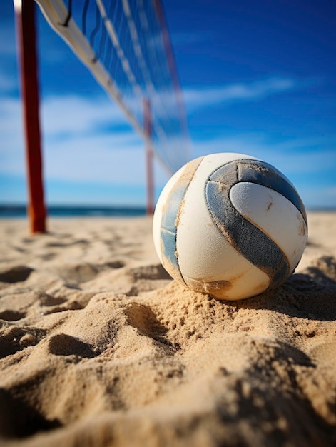 Photo beach volleyball ball under the net on a sand