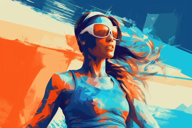 Beach volleyball player sports concept poster
