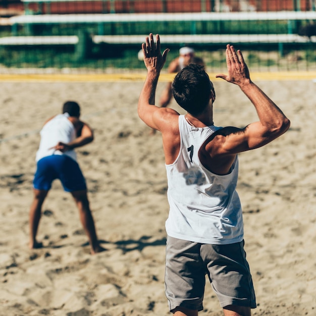 Beach volleyball service