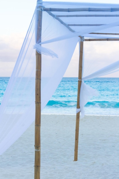 Beach wedding at the vacation resort in Mexico.