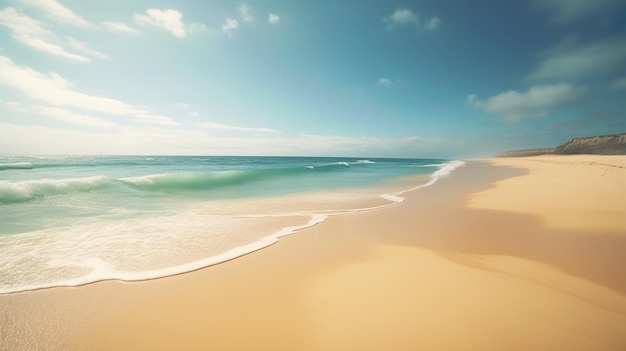 A beach with a blue sky and the ocean