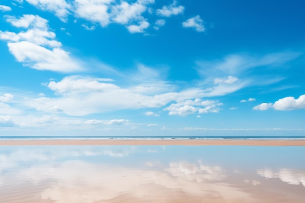 Photo beach with blue sky and white clouds