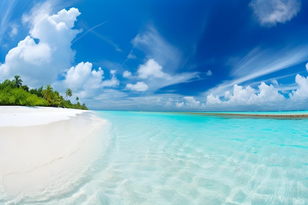 A beach with a blue sky and the word cocos on it