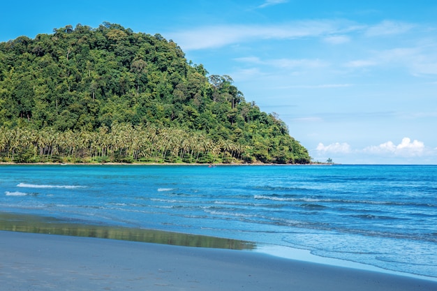 Beach with blue sky.