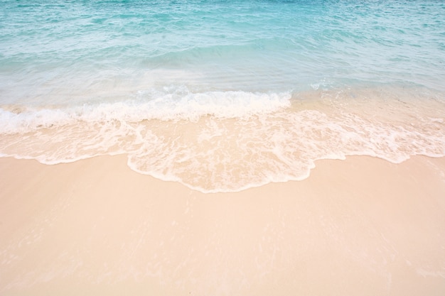 Beach with the blue waves rolling into the shore