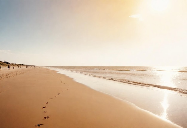 Photo a beach with a few footprints in the sand