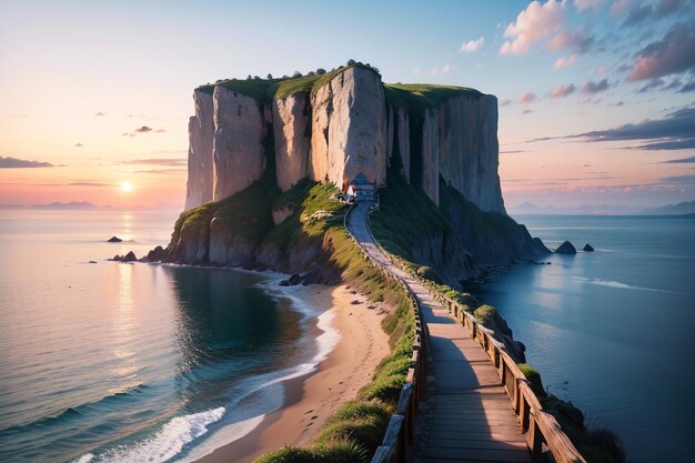 A beach with a lighthouse on it