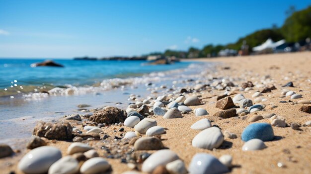 a beach with many shells on it