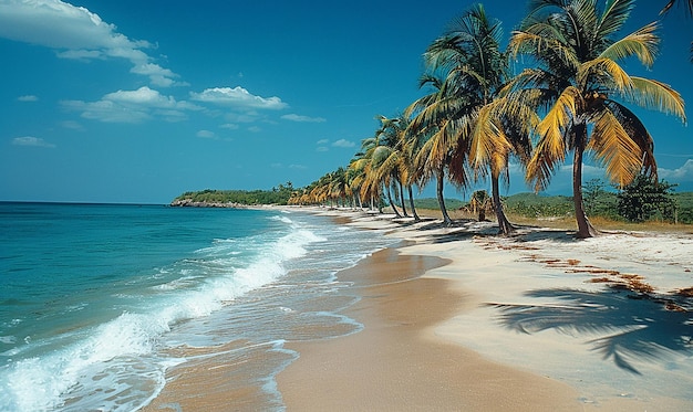 пляж с пальмами и пляж на заднем плане