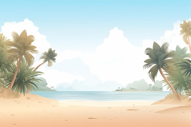 Beach with palm trees on a sunny day