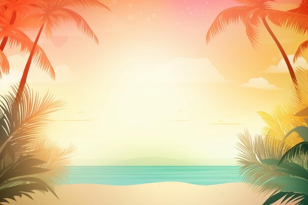 Photo beach with palm trees and a sunset background