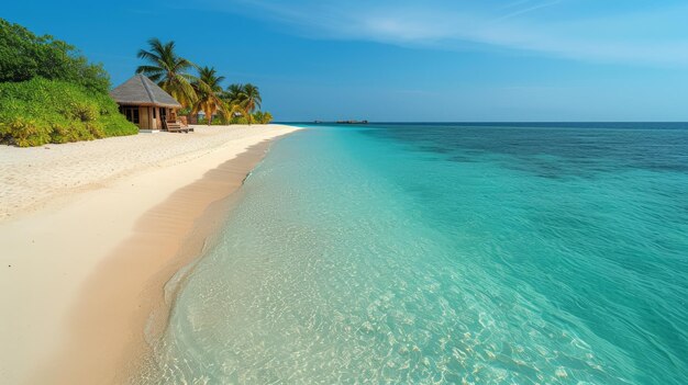 Beach with palm trees and white sand